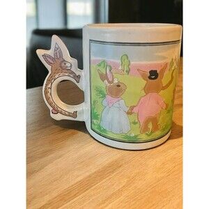Vintage Peter Rabbit Cottontail Easter Bunny Coffee Tea Mug Cup Bunny Handle
